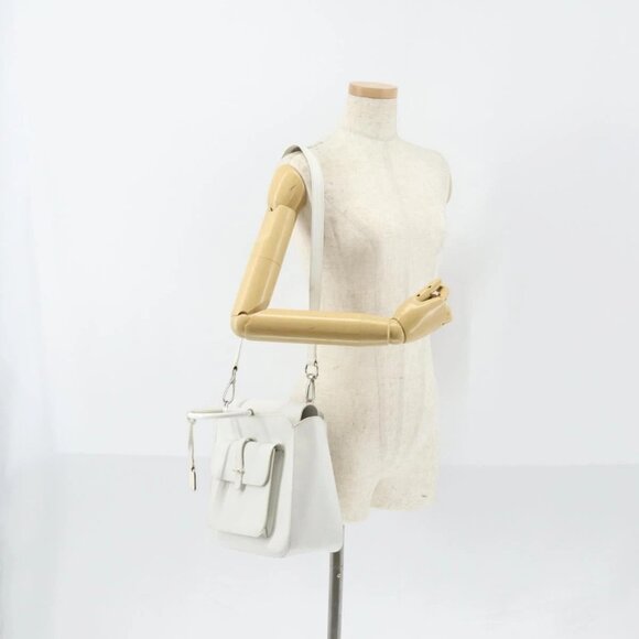 GUCCI Hand Bag Leather 2way White